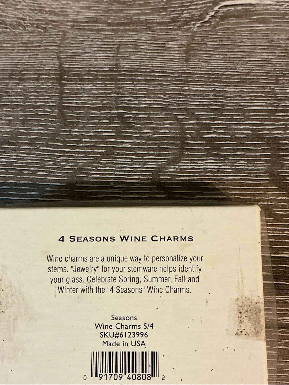 Lenox NEW IN BOX 4 Seasons Silver Wine Glass Charms Jewelry 1.5x0.75” Each